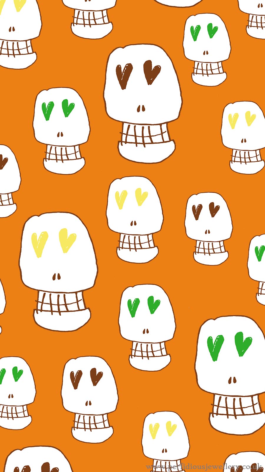 Halloween love skulls free phone wallpaper spooky background